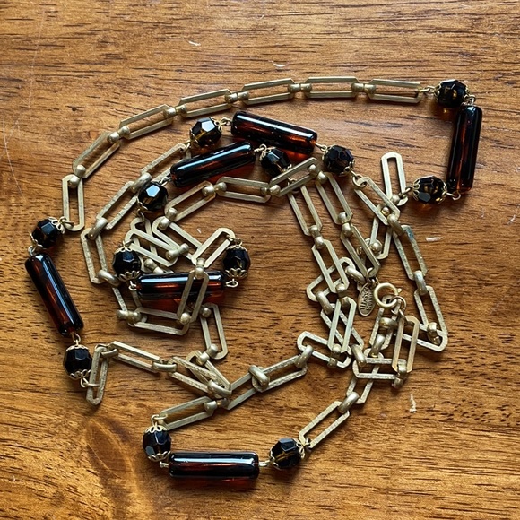 Miriam Haskell VTG 60” Russian gold and amber color beaded necklace - Picture 10 of 12